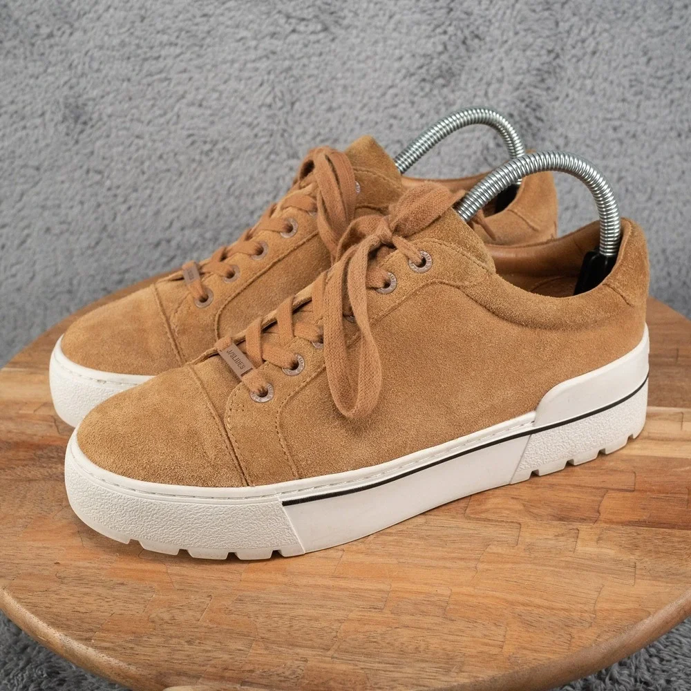 J/Slides NYC Eve Sneakers Street-Chic Low Profile Leather Suede‎ Lace Up Size 8